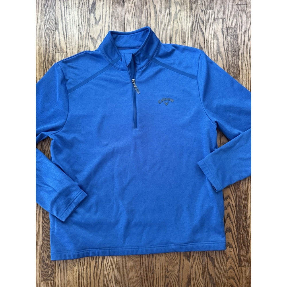 Callaway Men's M Blue 1/4 Zip Pullover Golf Performance Fleece Long Sleeve